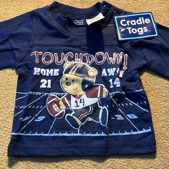 Boys Touchdown Football Bear Graphic Long-Sleeve T-Shirt Size 6-9 month - Picture 1 of 5